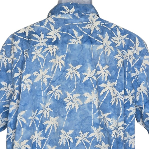 Lands End Mens Tropical Print Shirt Large 16/16.5 Palm Trees 100% Cotton Resort - Picture 7 of 8